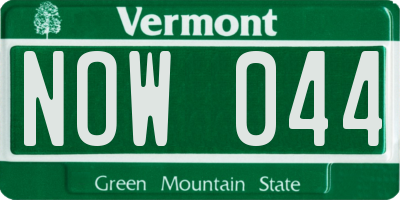 VT license plate NOW044