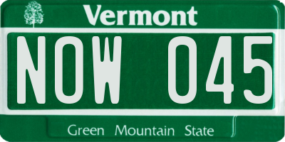 VT license plate NOW045