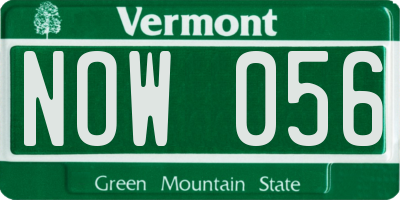 VT license plate NOW056