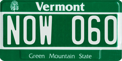 VT license plate NOW060