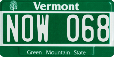 VT license plate NOW068