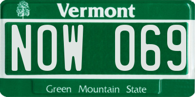 VT license plate NOW069