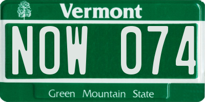 VT license plate NOW074