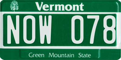 VT license plate NOW078