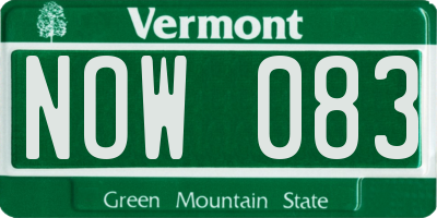 VT license plate NOW083