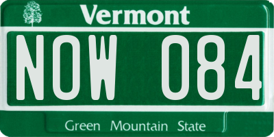 VT license plate NOW084