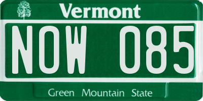 VT license plate NOW085
