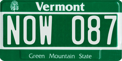 VT license plate NOW087