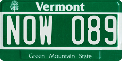 VT license plate NOW089