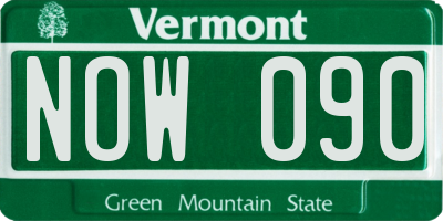 VT license plate NOW090