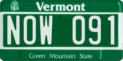 VT license plate NOW091