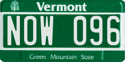 VT license plate NOW096