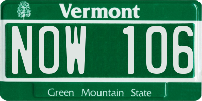 VT license plate NOW106