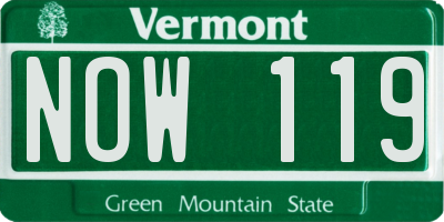 VT license plate NOW119