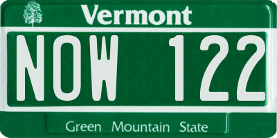 VT license plate NOW122