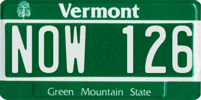 VT license plate NOW126