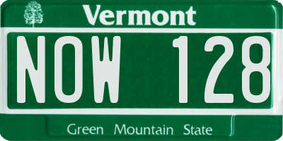 VT license plate NOW128