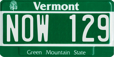 VT license plate NOW129