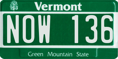 VT license plate NOW136