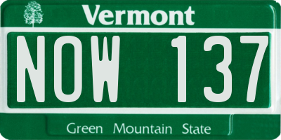 VT license plate NOW137
