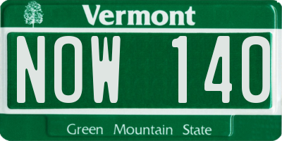 VT license plate NOW140
