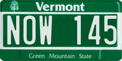 VT license plate NOW145