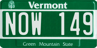 VT license plate NOW149