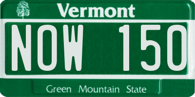VT license plate NOW150