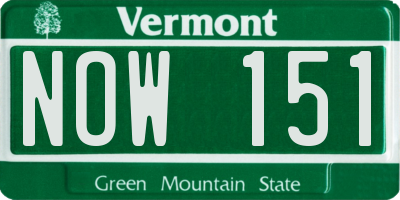 VT license plate NOW151