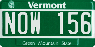 VT license plate NOW156