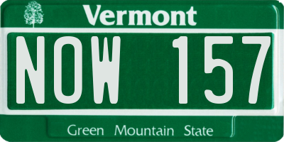 VT license plate NOW157