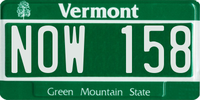 VT license plate NOW158