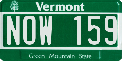 VT license plate NOW159
