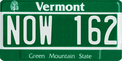 VT license plate NOW162
