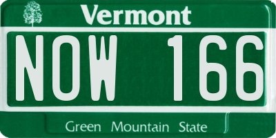 VT license plate NOW166