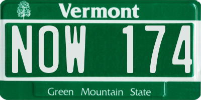 VT license plate NOW174