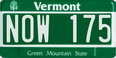 VT license plate NOW175