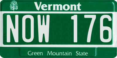 VT license plate NOW176