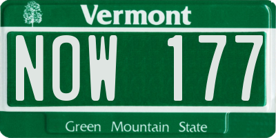 VT license plate NOW177