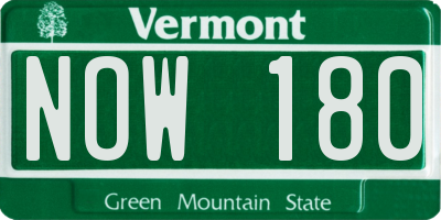 VT license plate NOW180