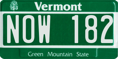 VT license plate NOW182