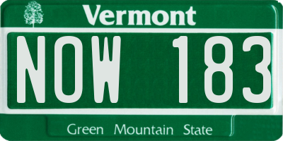 VT license plate NOW183