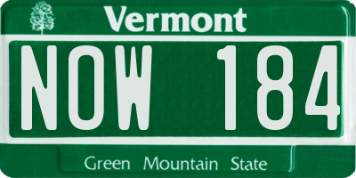 VT license plate NOW184