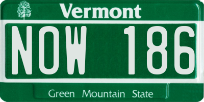 VT license plate NOW186