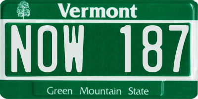 VT license plate NOW187