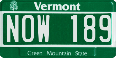 VT license plate NOW189