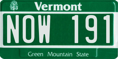 VT license plate NOW191