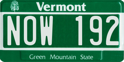 VT license plate NOW192