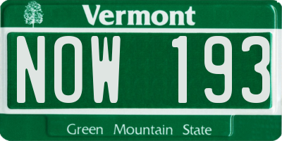 VT license plate NOW193