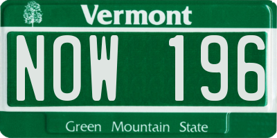 VT license plate NOW196